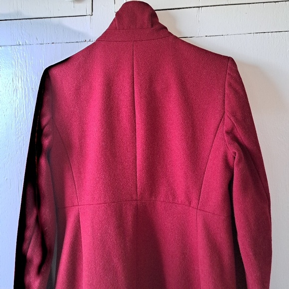 J. Crew Uptown Burgundy Wool Blend High Collar Dress Trench Coat SZ 6 - Picture 11 of 14